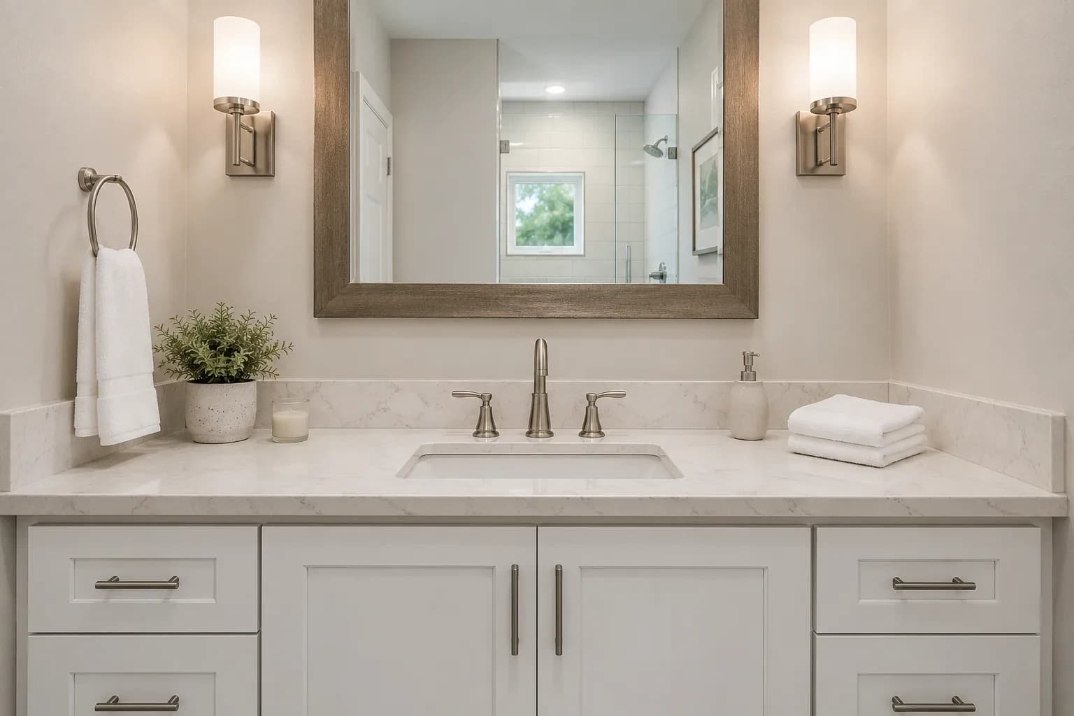Finished bathroom vanity plumbing in an Alpharetta, GA home