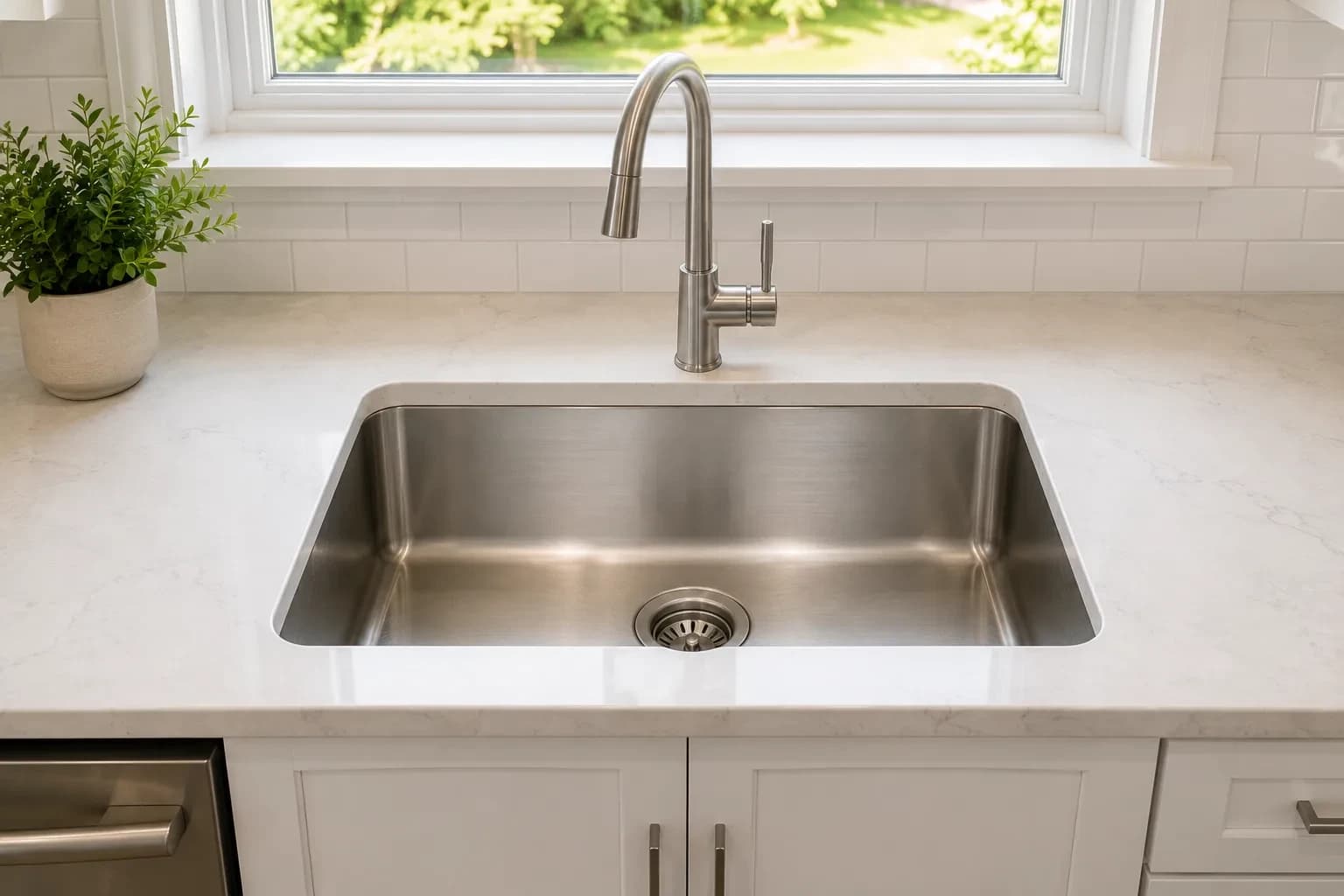 Kitchen sink plumbing detail in an Alpharetta, GA home