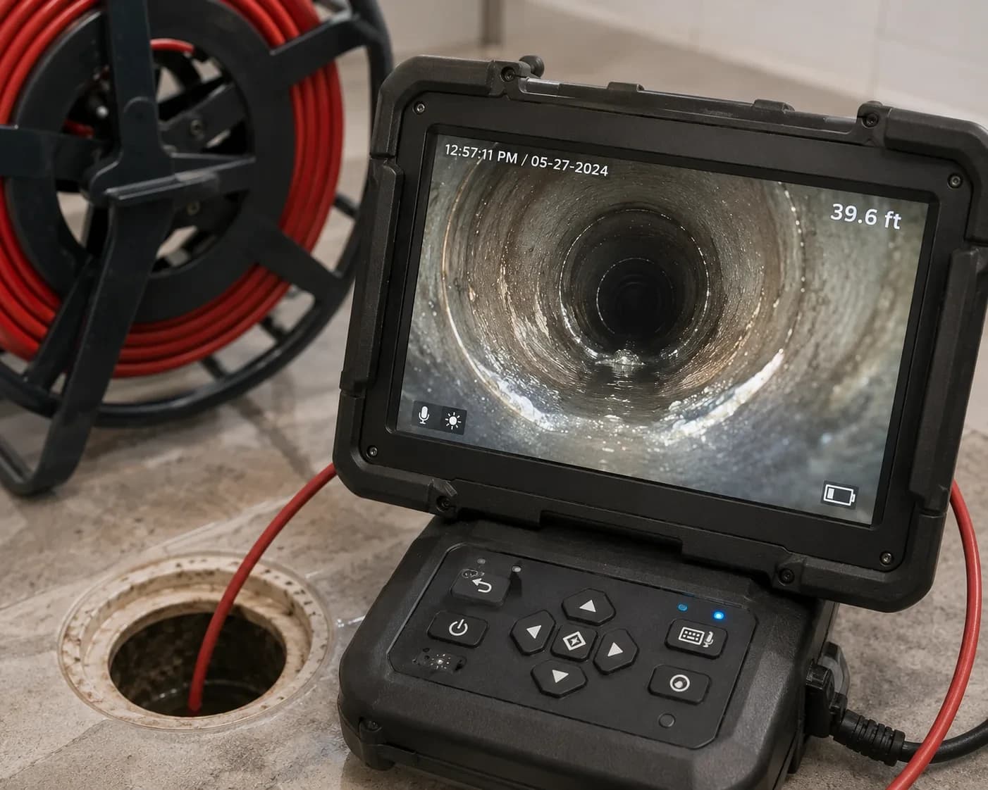 Sewer line camera inspection monitor used in Alpharetta, GA